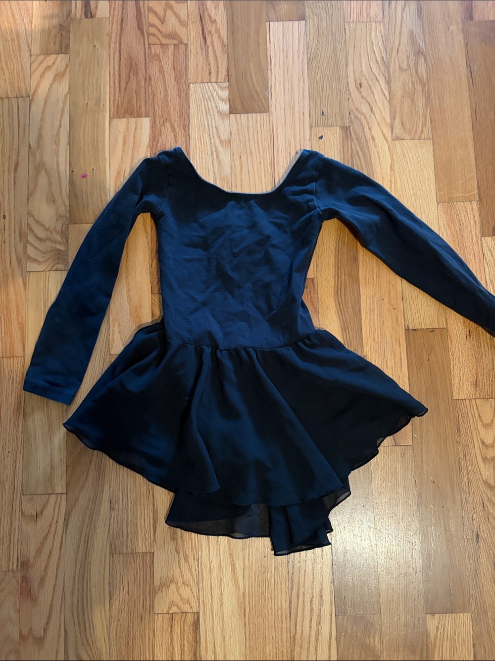 Black Long-Sleeve Skater Dance Dress for Girls